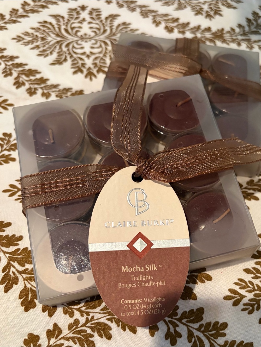 Claire Burke Mocha Silk Tealights - Brown 2 Sets of 9